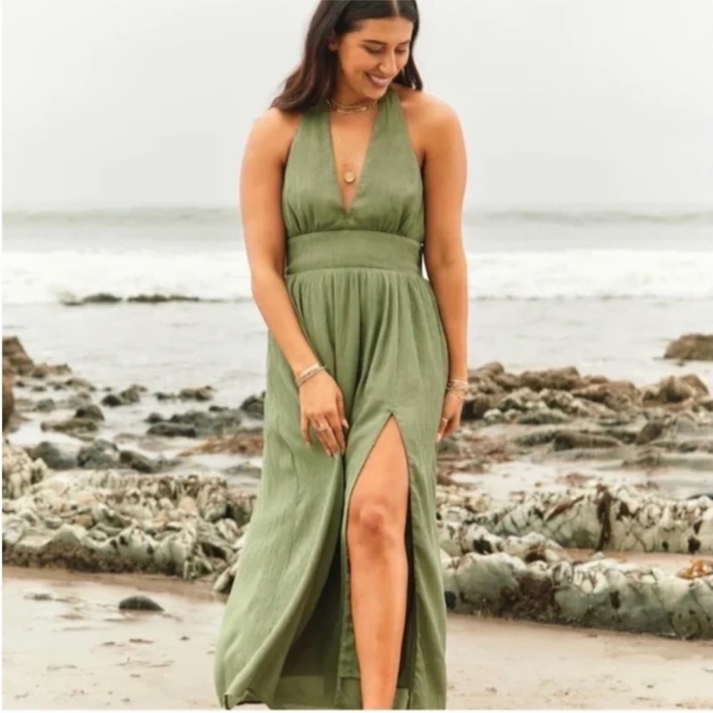 Abercrombie & Fitch Olive Green Maxi Dress
